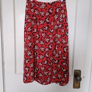 Bright red floral skirt, Who What Wear Size 6